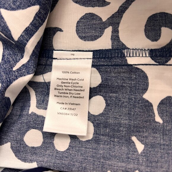 Talbots Poplin Fit & Flare Blue and White Tie Waist Dress - Jacobean 14P - Picture 9 of 16